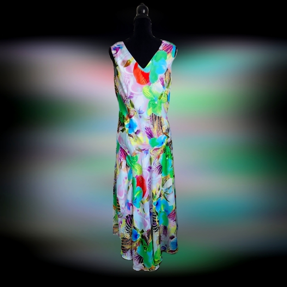#C4 Tropical Floral Print Sleeveless Summer Dress - Picture 2 of 9